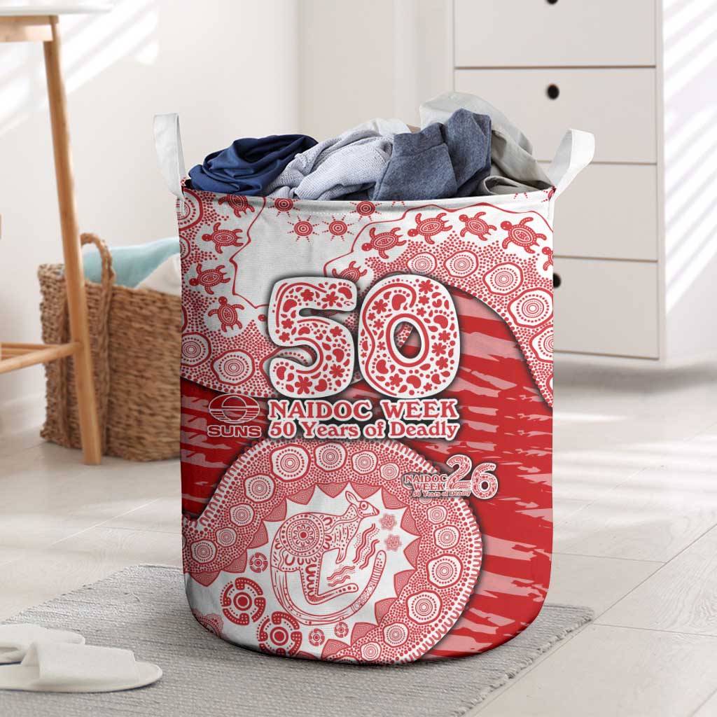 Gold Coast Suns NAIDOC Week 2026 Laundry Basket Australian Aboriginal Dot Art Dreamtime Pattern Style