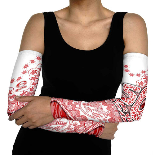 Gold Coast Suns NAIDOC Week 2026 Arm Sleeves Australian Aboriginal Dot Art Dreamtime Pattern Style