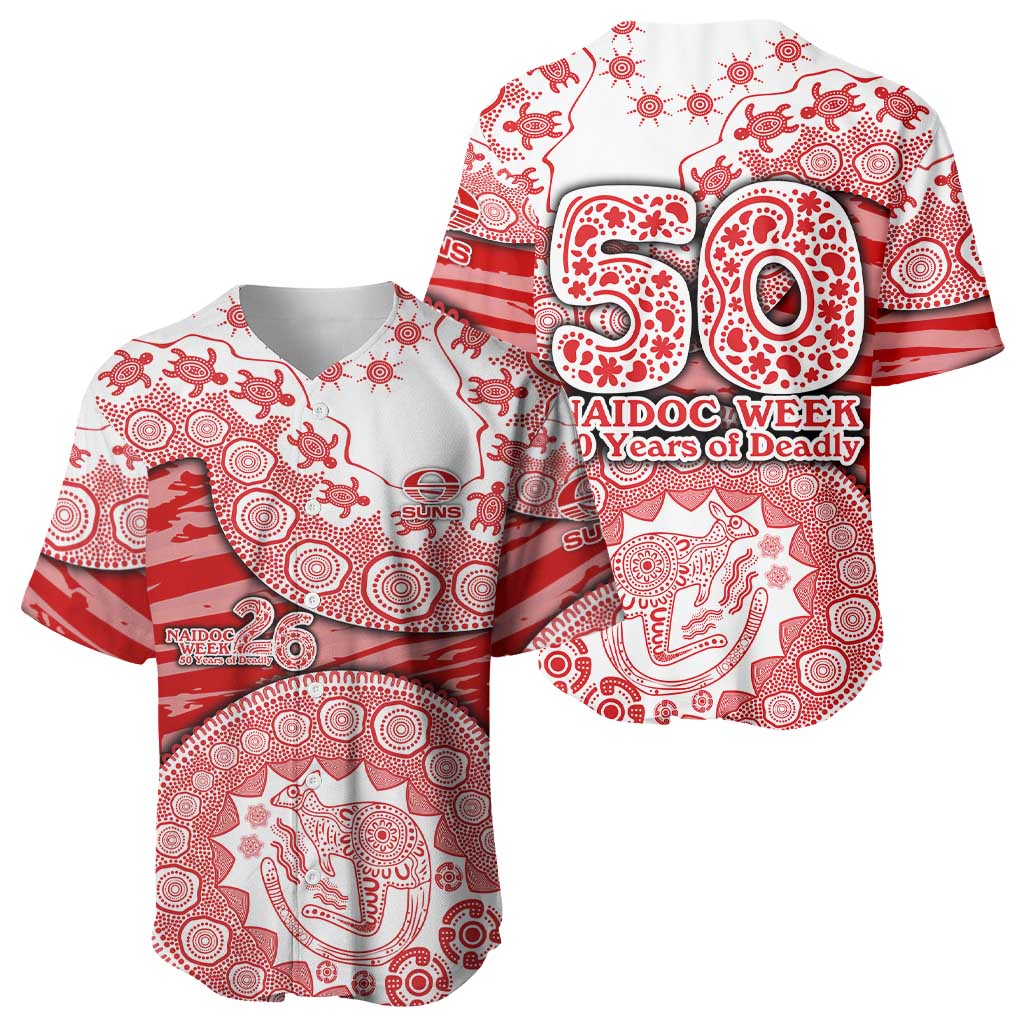 Gold Coast Suns NAIDOC Week 2026 Baseball Jersey Australian Aboriginal Dot Art Dreamtime Pattern Style