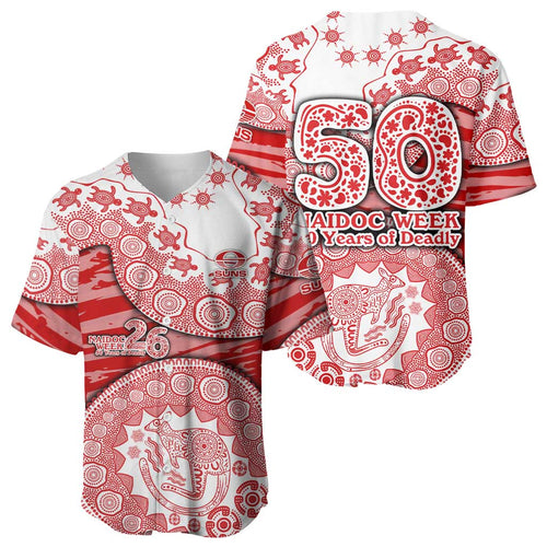 Gold Coast Suns NAIDOC Week 2026 Baseball Jersey Australian Aboriginal Dot Art Dreamtime Pattern Style