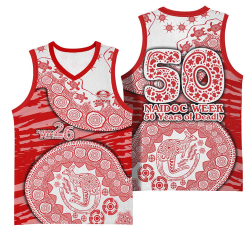 Gold Coast Suns NAIDOC Week 2026 Basketball Jersey Australian Aboriginal Dot Art Dreamtime Pattern Style