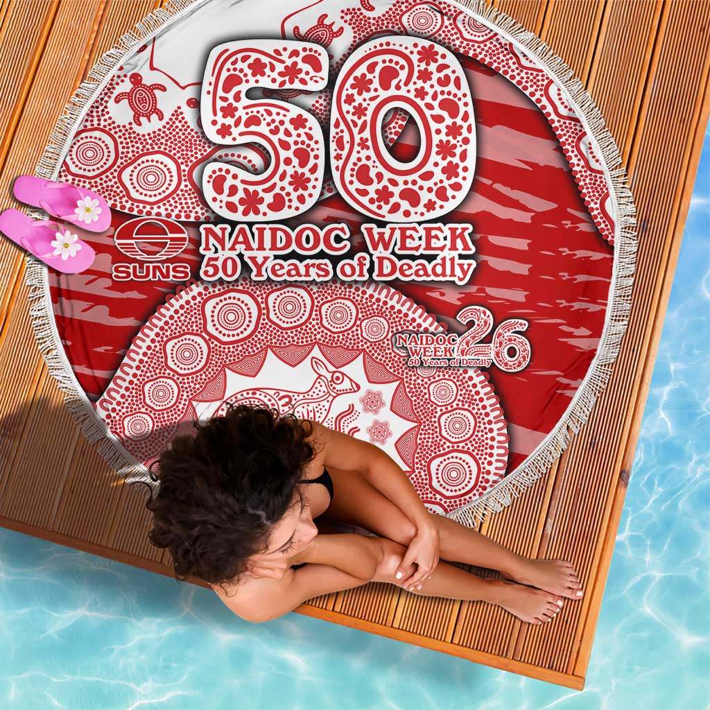 Gold Coast Suns NAIDOC Week 2026 Beach Blanket Australian Aboriginal Dot Art Dreamtime Pattern Style