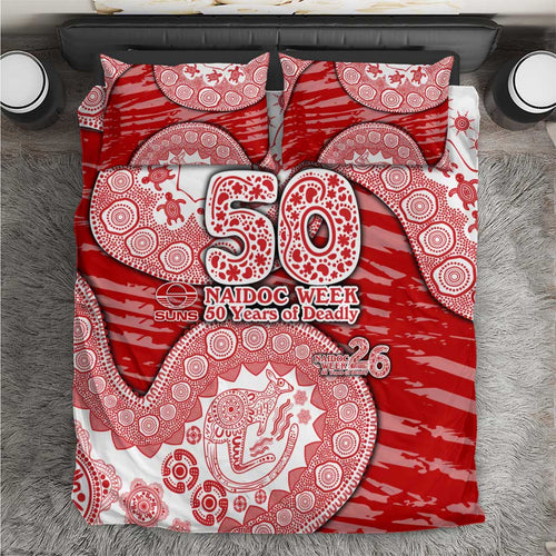 Gold Coast Suns NAIDOC Week 2026 Bedding Set Australian Aboriginal Dot Art Dreamtime Pattern Style