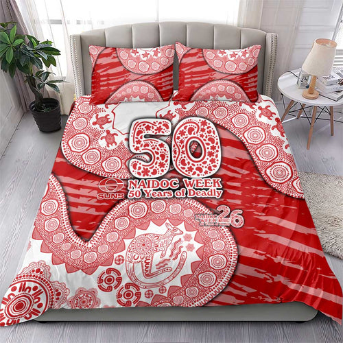 Gold Coast Suns NAIDOC Week 2026 Bedding Set Australian Aboriginal Dot Art Dreamtime Pattern Style