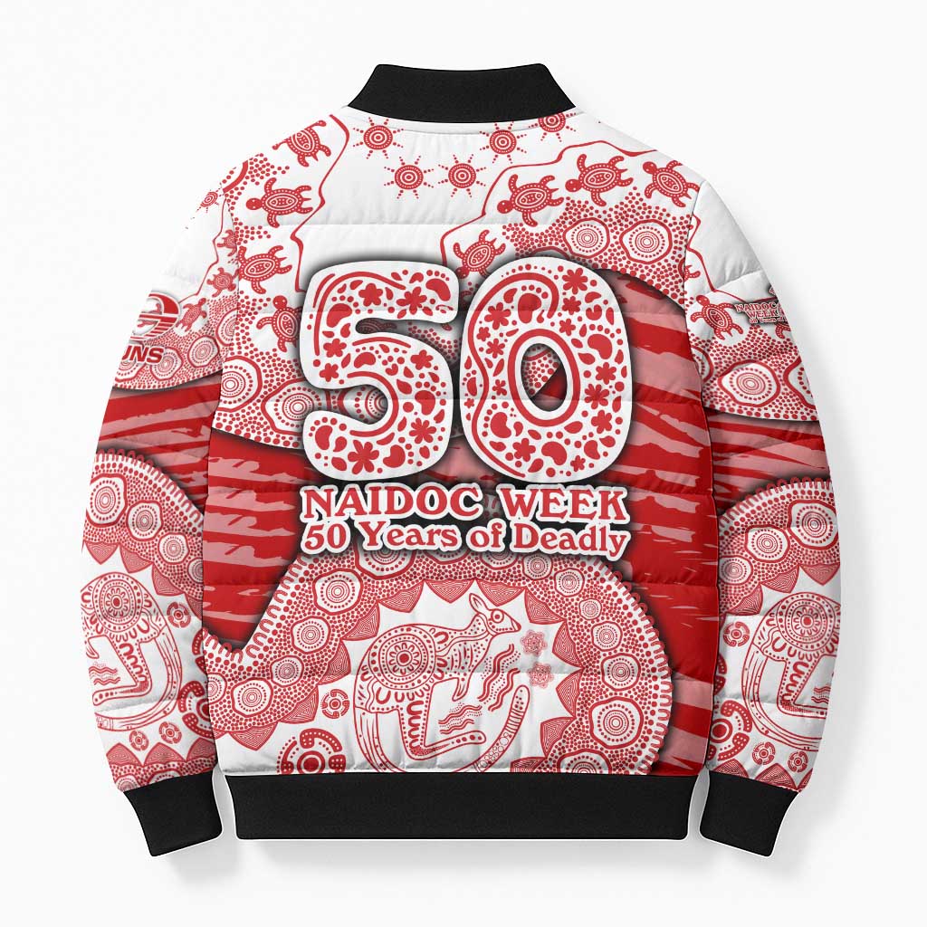 Gold Coast Suns NAIDOC Week 2026 Bomber Puffer Jacket Australian Aboriginal Dot Art Dreamtime Pattern Style