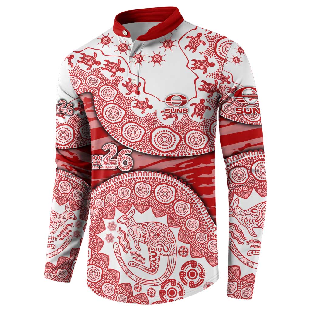 Gold Coast Suns NAIDOC Week 2026 Button Sweatshirt Australian Aboriginal Dot Art Dreamtime Pattern Style