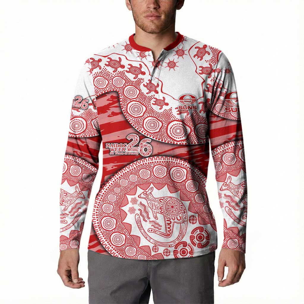 Gold Coast Suns NAIDOC Week 2026 Button Sweatshirt Australian Aboriginal Dot Art Dreamtime Pattern Style