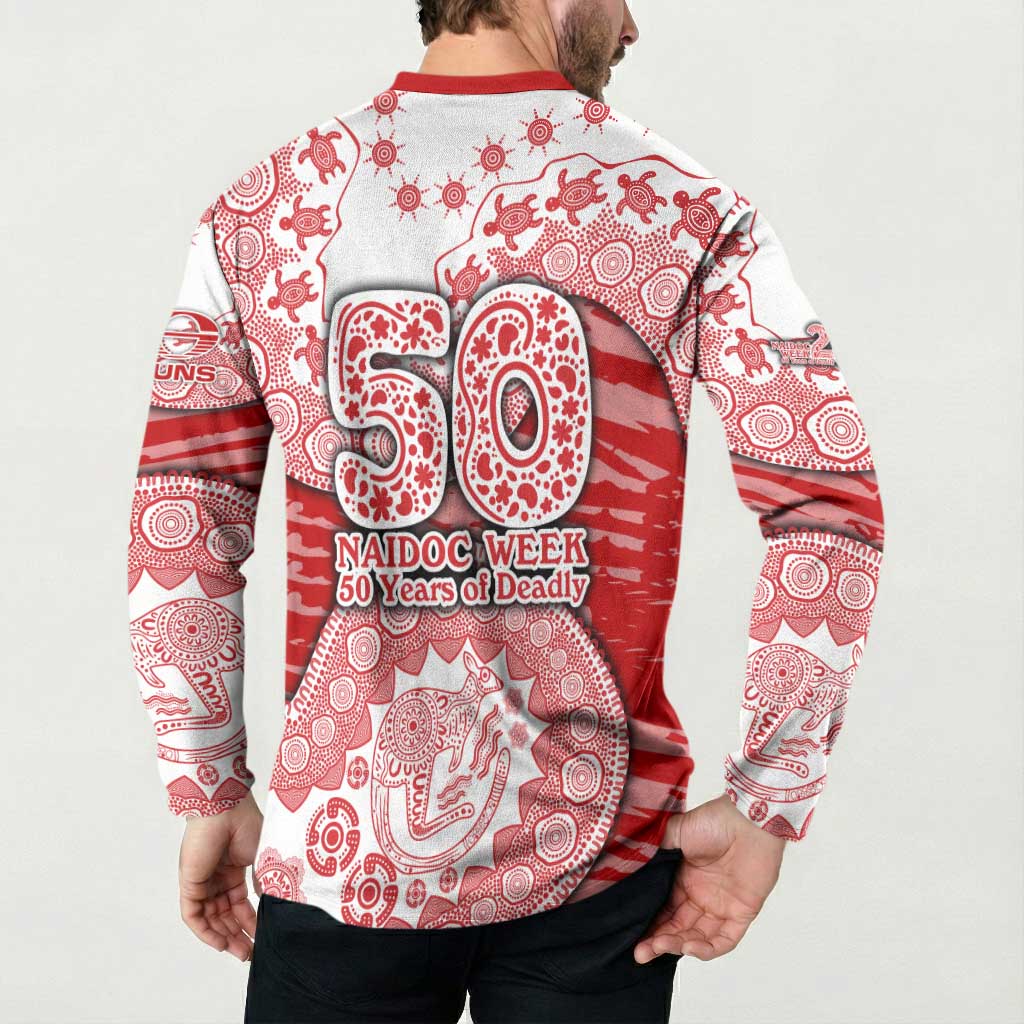 Gold Coast Suns NAIDOC Week 2026 Button Sweatshirt Australian Aboriginal Dot Art Dreamtime Pattern Style