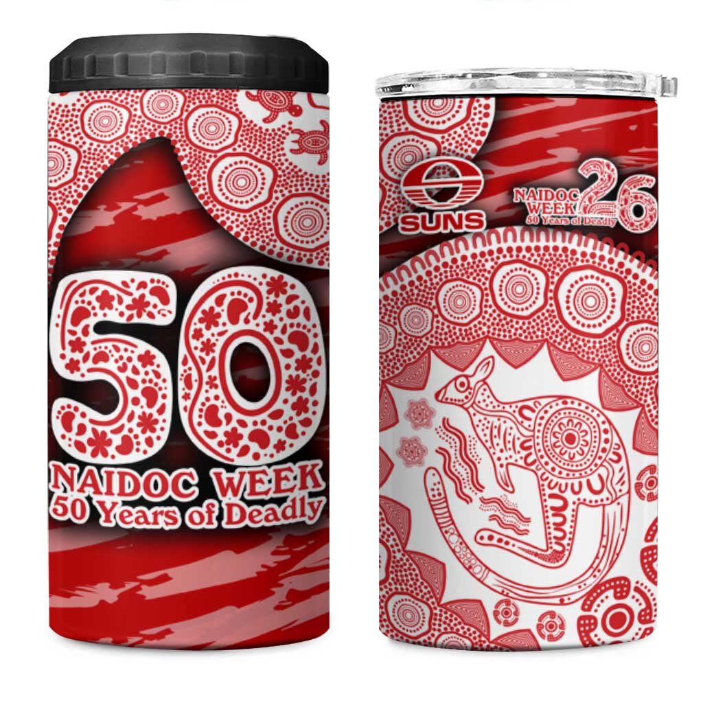 Gold Coast Suns NAIDOC Week 2026 4 in 1 Can Cooler Tumbler Australian Aboriginal Dot Art Dreamtime Pattern Style