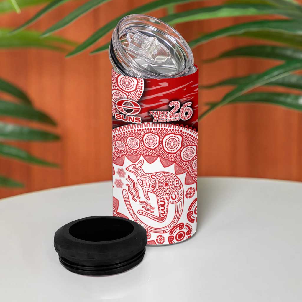 Gold Coast Suns NAIDOC Week 2026 4 in 1 Can Cooler Tumbler Australian Aboriginal Dot Art Dreamtime Pattern Style