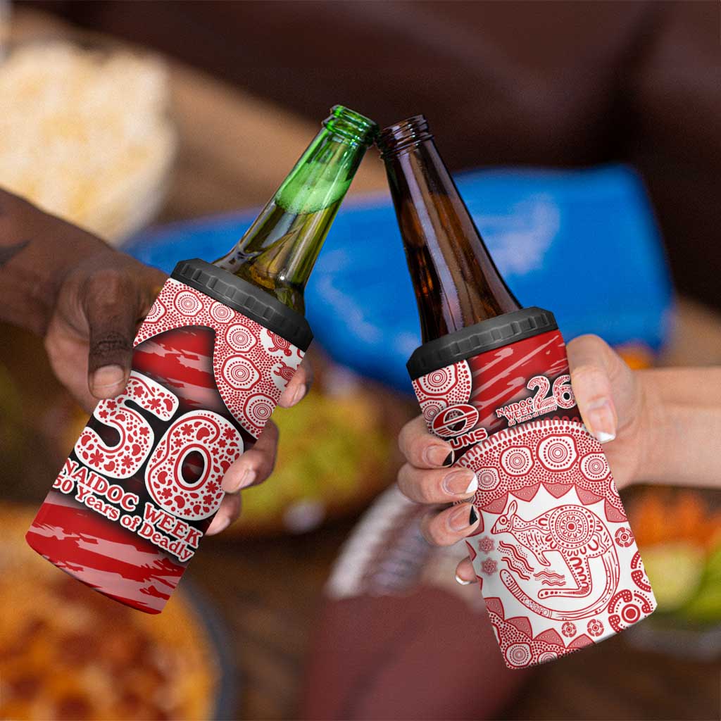 Gold Coast Suns NAIDOC Week 2026 4 in 1 Can Cooler Tumbler Australian Aboriginal Dot Art Dreamtime Pattern Style