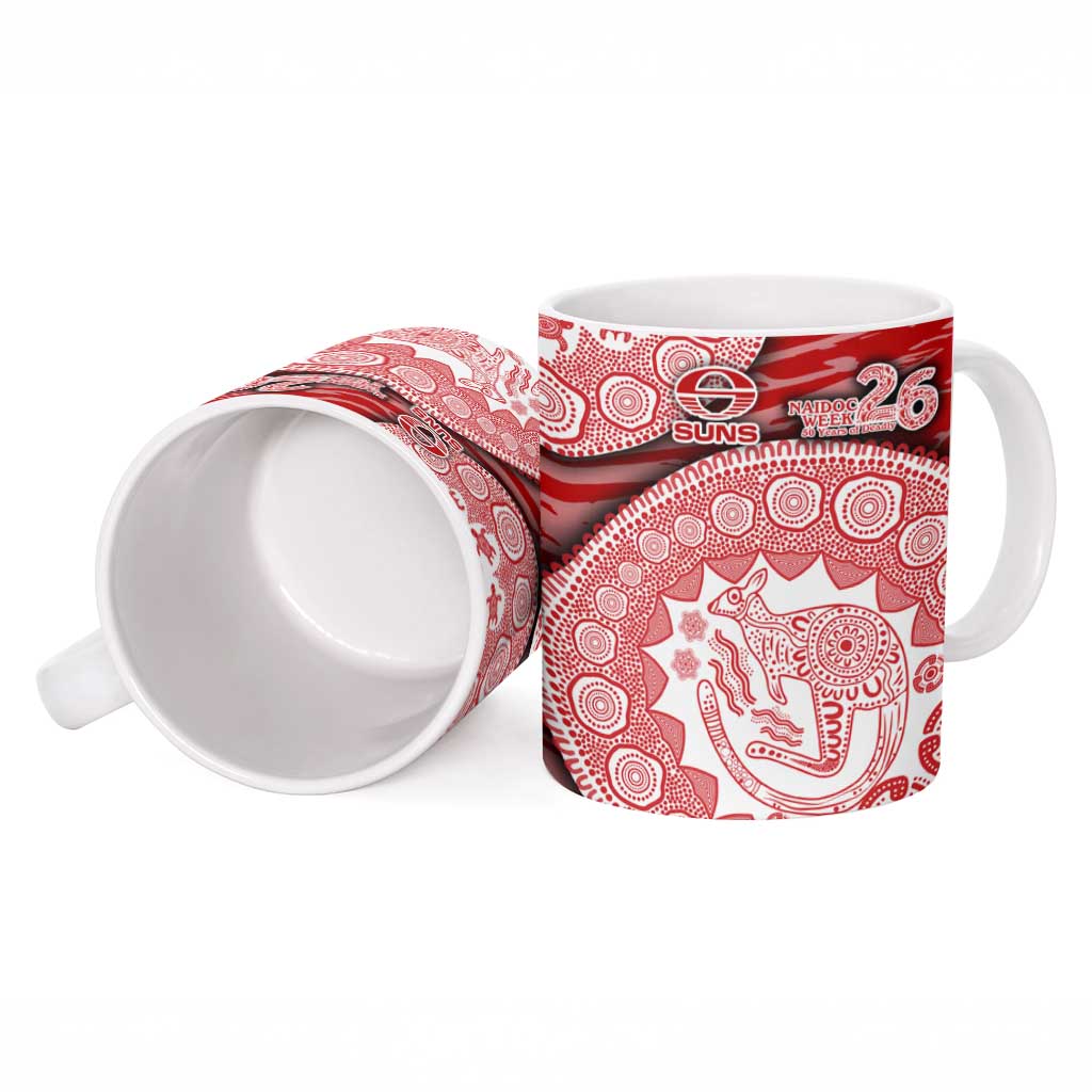 Gold Coast Suns NAIDOC Week 2026 Ceramic Mug Australian Aboriginal Dot Art Dreamtime Pattern Style