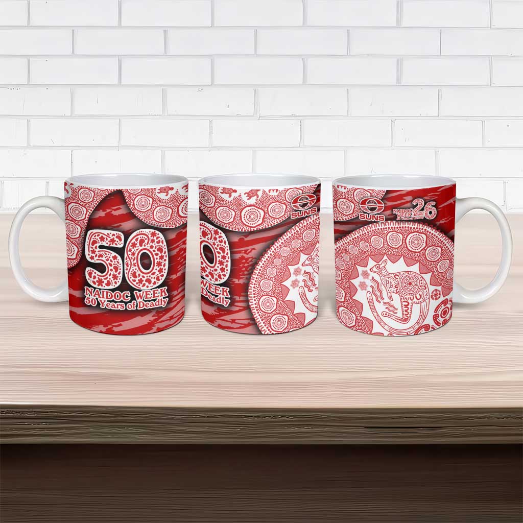 Gold Coast Suns NAIDOC Week 2026 Ceramic Mug Australian Aboriginal Dot Art Dreamtime Pattern Style