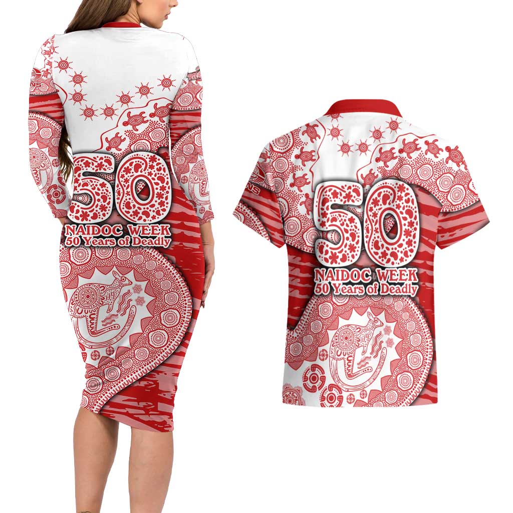Gold Coast Suns NAIDOC Week 2026 Couples Matching Long Sleeve Bodycon Dress and Hawaiian Shirt Australian Aboriginal Dot Art Dreamtime Pattern Style