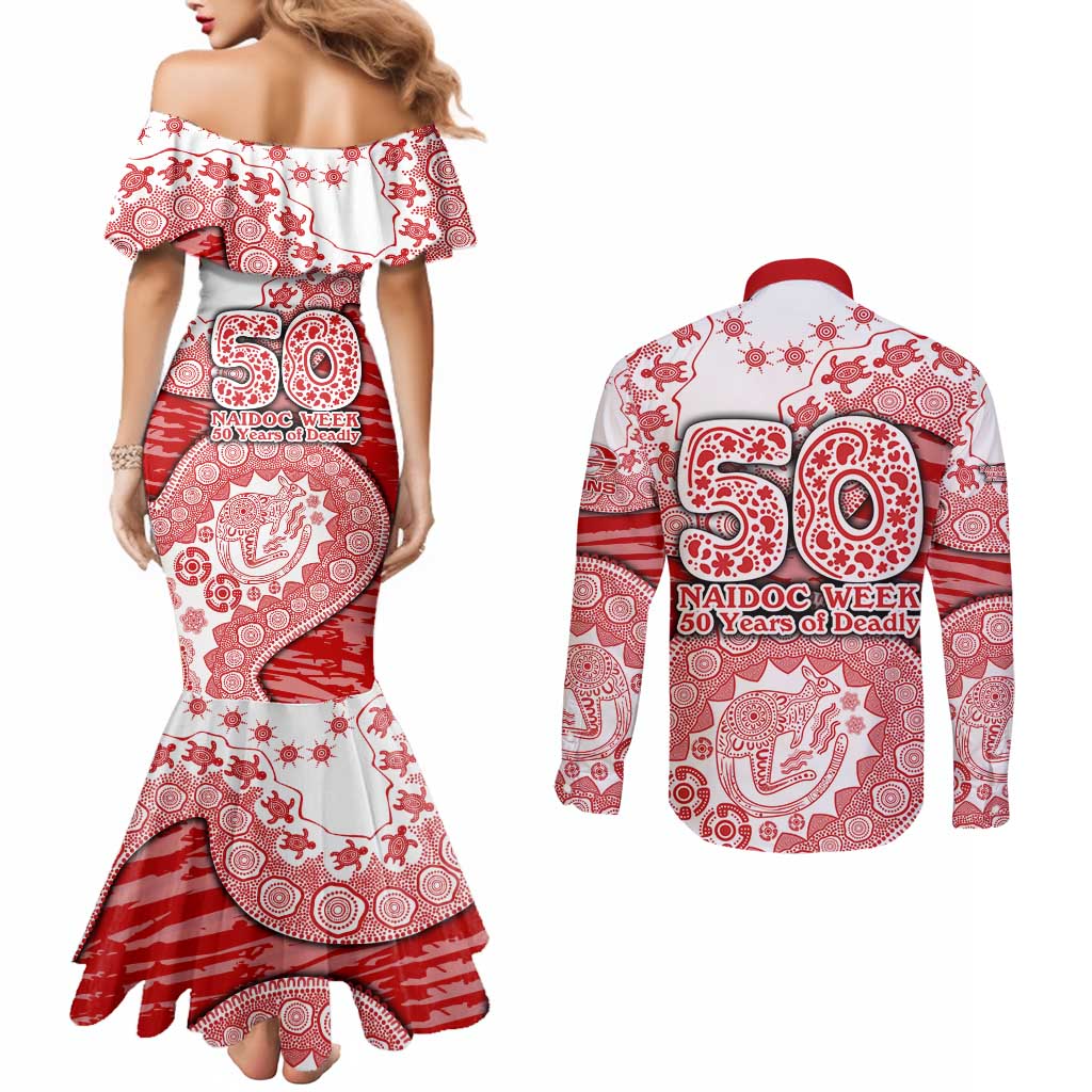 Gold Coast Suns NAIDOC Week 2026 Couples Matching Mermaid Dress and Long Sleeve Button Shirt Australian Aboriginal Dot Art Dreamtime Pattern Style