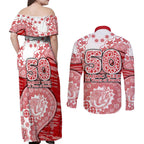 Gold Coast Suns NAIDOC Week 2026 Couples Matching Off Shoulder Maxi Dress and Long Sleeve Button Shirt Australian Aboriginal Dot Art Dreamtime Pattern Style