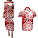 Gold Coast Suns NAIDOC Week 2026 Couples Matching Puletasi and Hawaiian Shirt Australian Aboriginal Dot Art Dreamtime Pattern Style