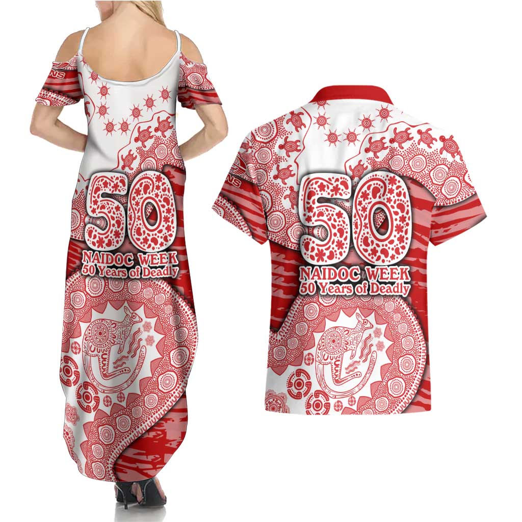 Gold Coast Suns NAIDOC Week 2026 Couples Matching Summer Maxi Dress and Hawaiian Shirt Australian Aboriginal Dot Art Dreamtime Pattern Style