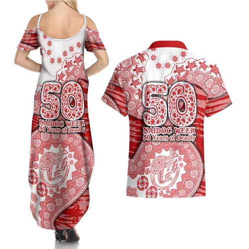 Gold Coast Suns NAIDOC Week 2026 Couples Matching Summer Maxi Dress and Hawaiian Shirt Australian Aboriginal Dot Art Dreamtime Pattern Style