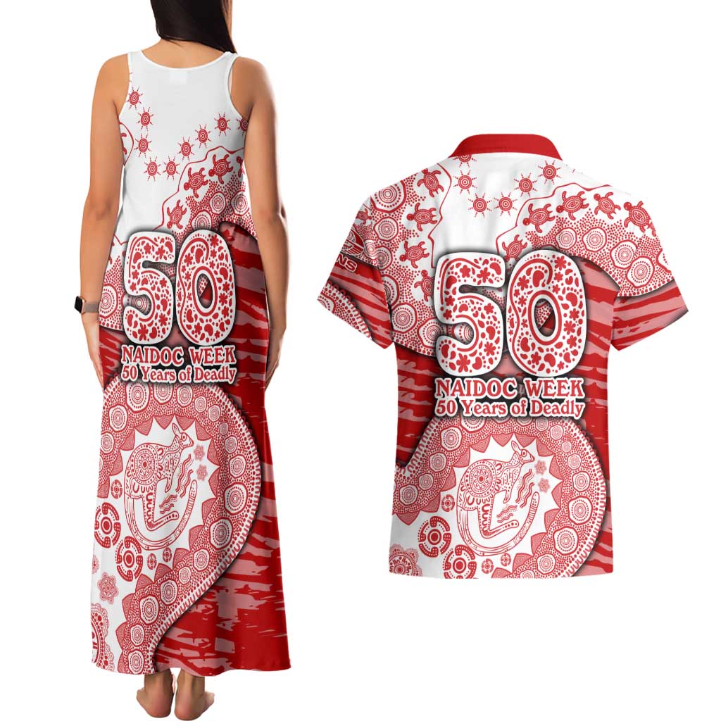 Gold Coast Suns NAIDOC Week 2026 Couples Matching Tank Maxi Dress and Hawaiian Shirt Australian Aboriginal Dot Art Dreamtime Pattern Style