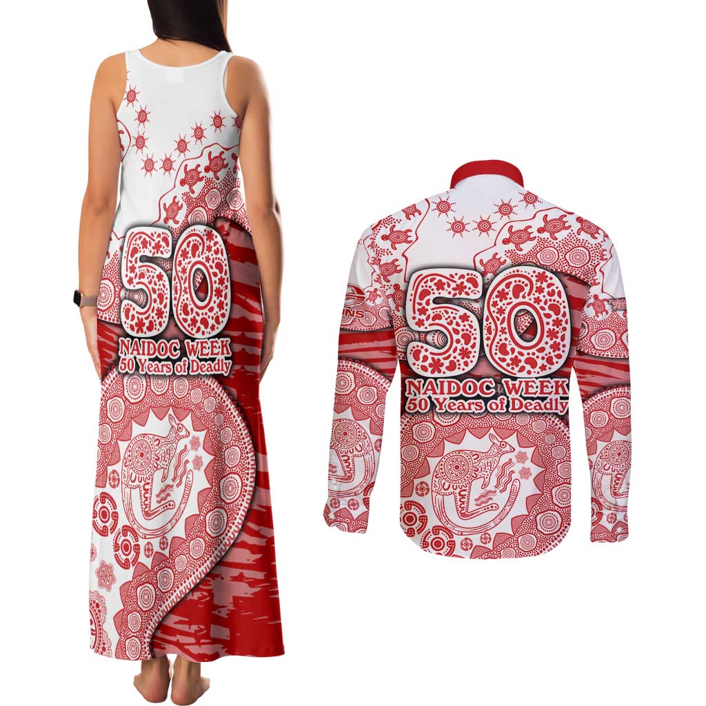 Gold Coast Suns NAIDOC Week 2026 Couples Matching Tank Maxi Dress and Long Sleeve Button Shirt Australian Aboriginal Dot Art Dreamtime Pattern Style
