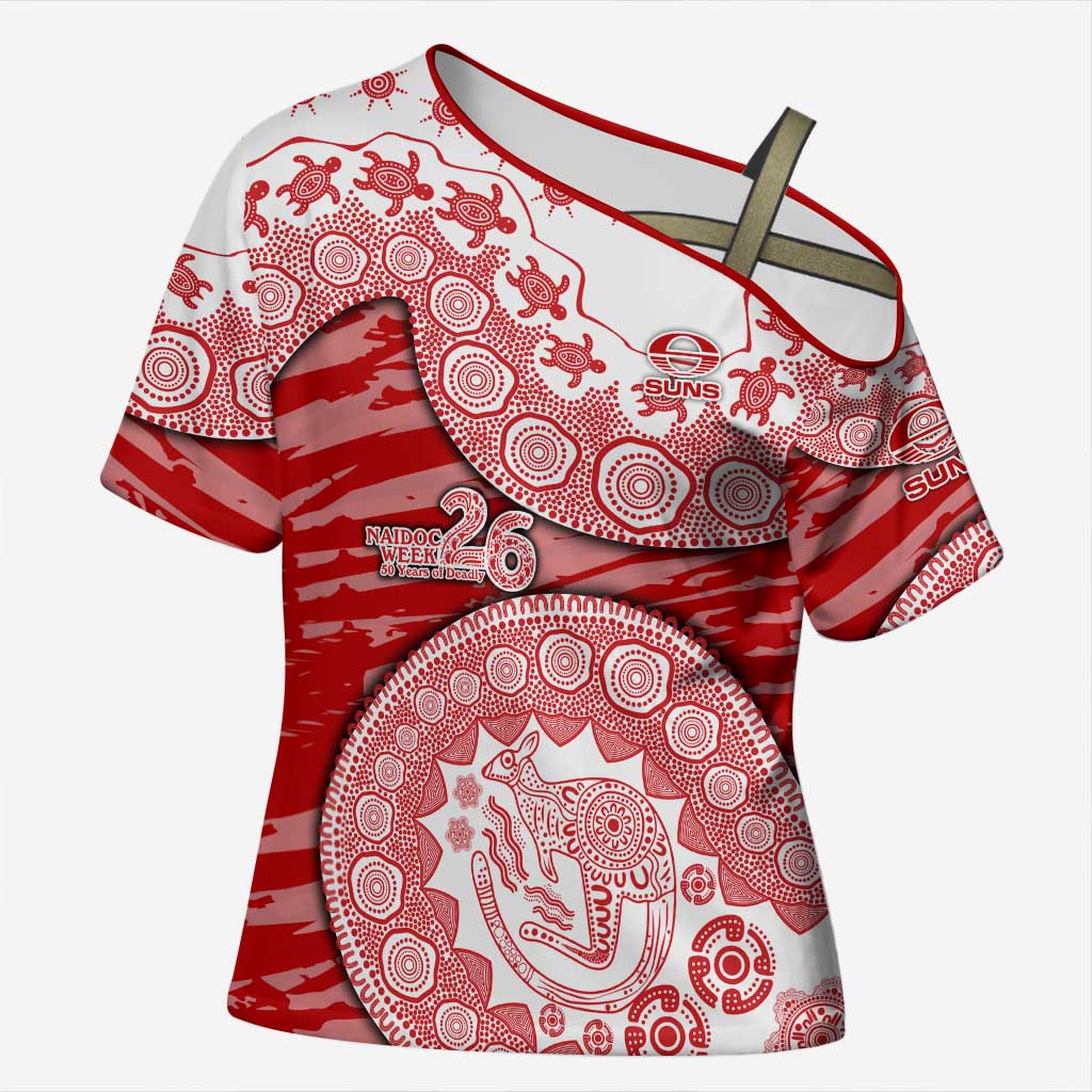 Gold Coast Suns NAIDOC Week 2026 Cross Shoulder Shirt Australian Aboriginal Dot Art Dreamtime Pattern Style