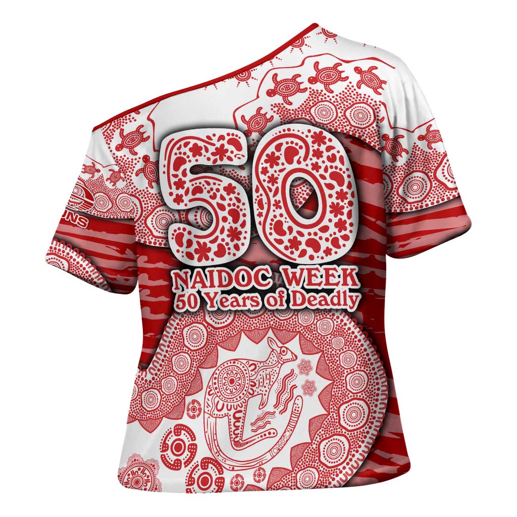 Gold Coast Suns NAIDOC Week 2026 Cross Shoulder Shirt Australian Aboriginal Dot Art Dreamtime Pattern Style
