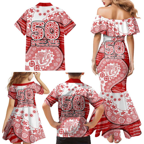 Gold Coast Suns NAIDOC Week 2026 Family Matching Mermaid Dress and Hawaiian Shirt Australian Aboriginal Dot Art Dreamtime Pattern Style