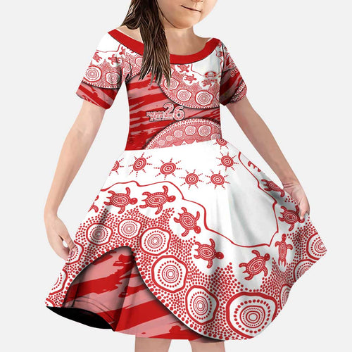 Gold Coast Suns NAIDOC Week 2026 Family Matching Off The Shoulder Long Sleeve Dress and Hawaiian Shirt Australian Aboriginal Dot Art Dreamtime Pattern Style