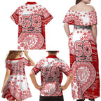 Gold Coast Suns NAIDOC Week 2026 Family Matching Off Shoulder Maxi Dress and Hawaiian Shirt Australian Aboriginal Dot Art Dreamtime Pattern Style