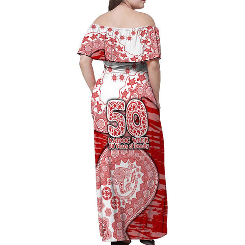 Gold Coast Suns NAIDOC Week 2026 Family Matching Off Shoulder Maxi Dress and Hawaiian Shirt Australian Aboriginal Dot Art Dreamtime Pattern Style