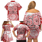 Gold Coast Suns NAIDOC Week 2026 Family Matching Off Shoulder Short Dress and Hawaiian Shirt Australian Aboriginal Dot Art Dreamtime Pattern Style