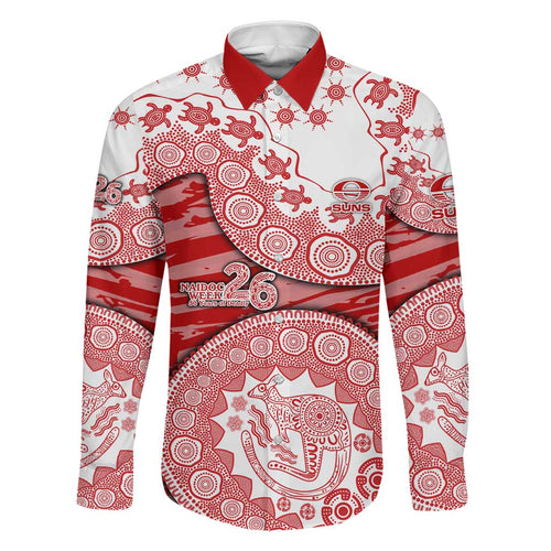 Gold Coast Suns NAIDOC Week 2026 Family Matching Off Shoulder Short Dress and Hawaiian Shirt Australian Aboriginal Dot Art Dreamtime Pattern Style