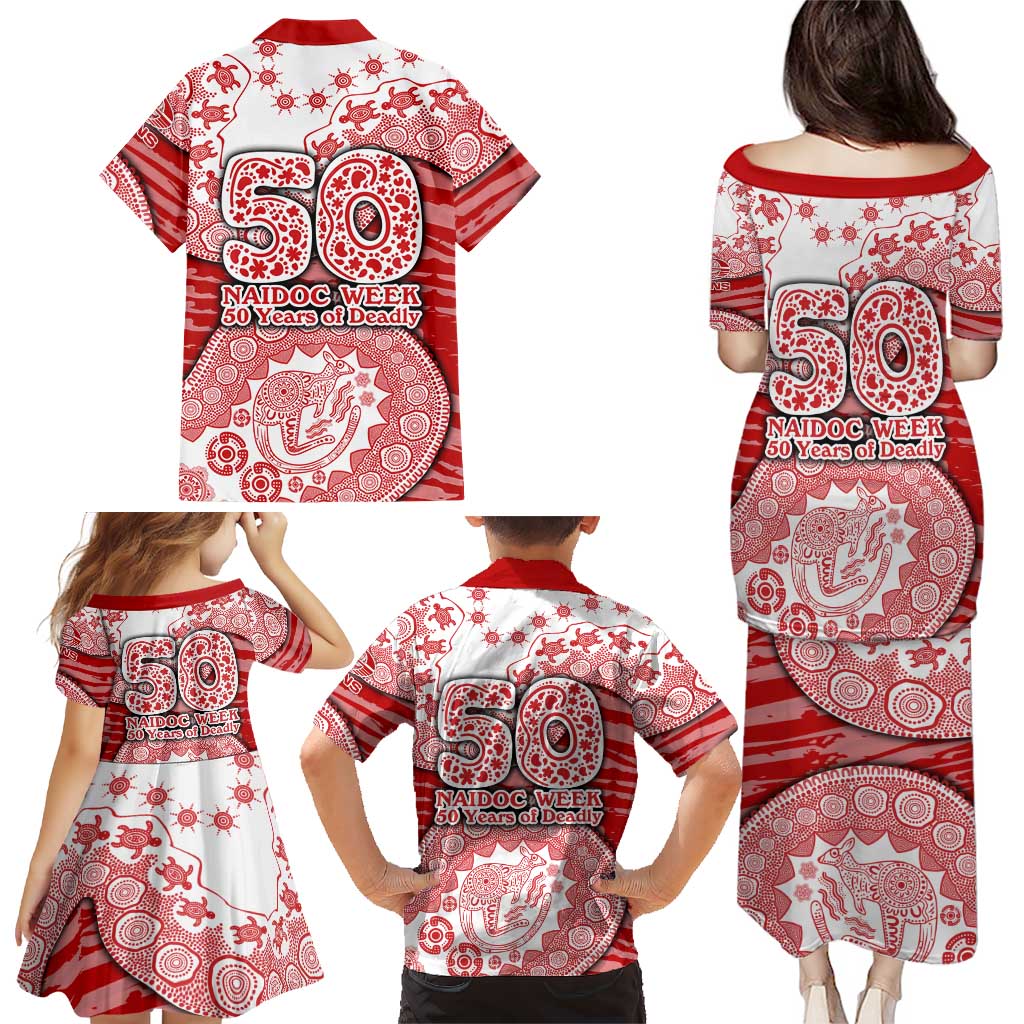 Gold Coast Suns NAIDOC Week 2026 Family Matching Puletasi and Hawaiian Shirt Australian Aboriginal Dot Art Dreamtime Pattern Style