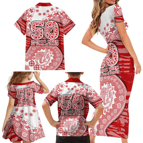 Gold Coast Suns NAIDOC Week 2026 Family Matching Short Sleeve Bodycon Dress and Hawaiian Shirt Australian Aboriginal Dot Art Dreamtime Pattern Style