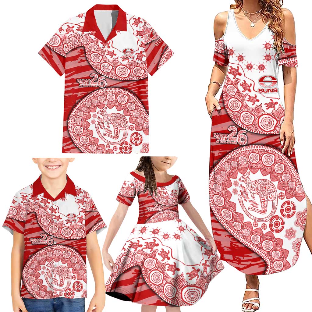Gold Coast Suns NAIDOC Week 2026 Family Matching Summer Maxi Dress and Hawaiian Shirt Australian Aboriginal Dot Art Dreamtime Pattern Style