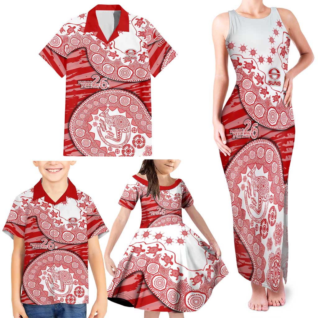 Gold Coast Suns NAIDOC Week 2026 Family Matching Tank Maxi Dress and Hawaiian Shirt Australian Aboriginal Dot Art Dreamtime Pattern Style