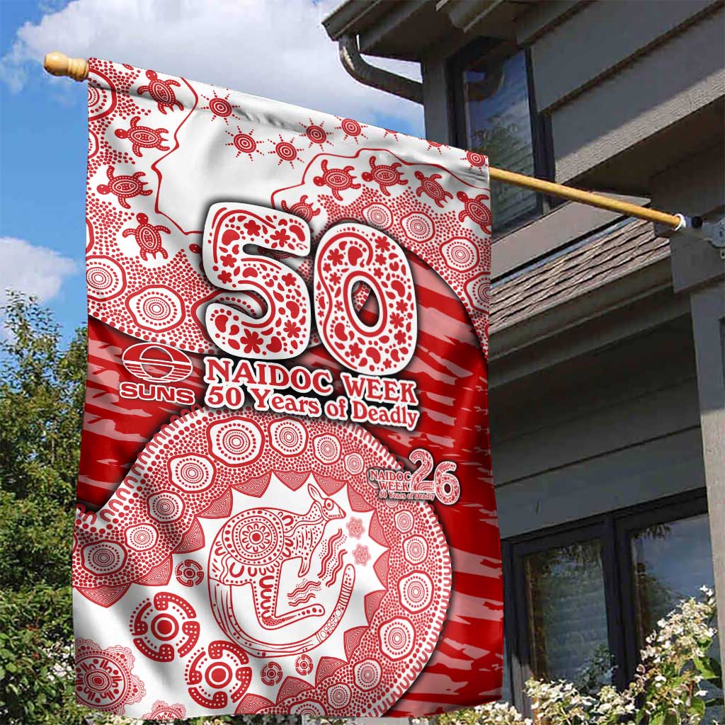 Gold Coast Suns NAIDOC Week 2026 Garden Flag Australian Aboriginal Dot Art Dreamtime Pattern Style