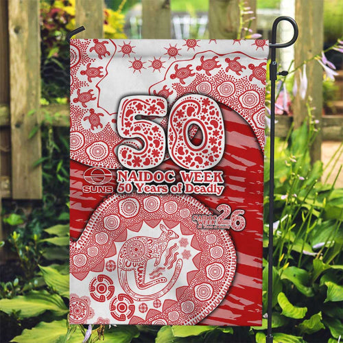 Gold Coast Suns NAIDOC Week 2026 Garden Flag Australian Aboriginal Dot Art Dreamtime Pattern Style
