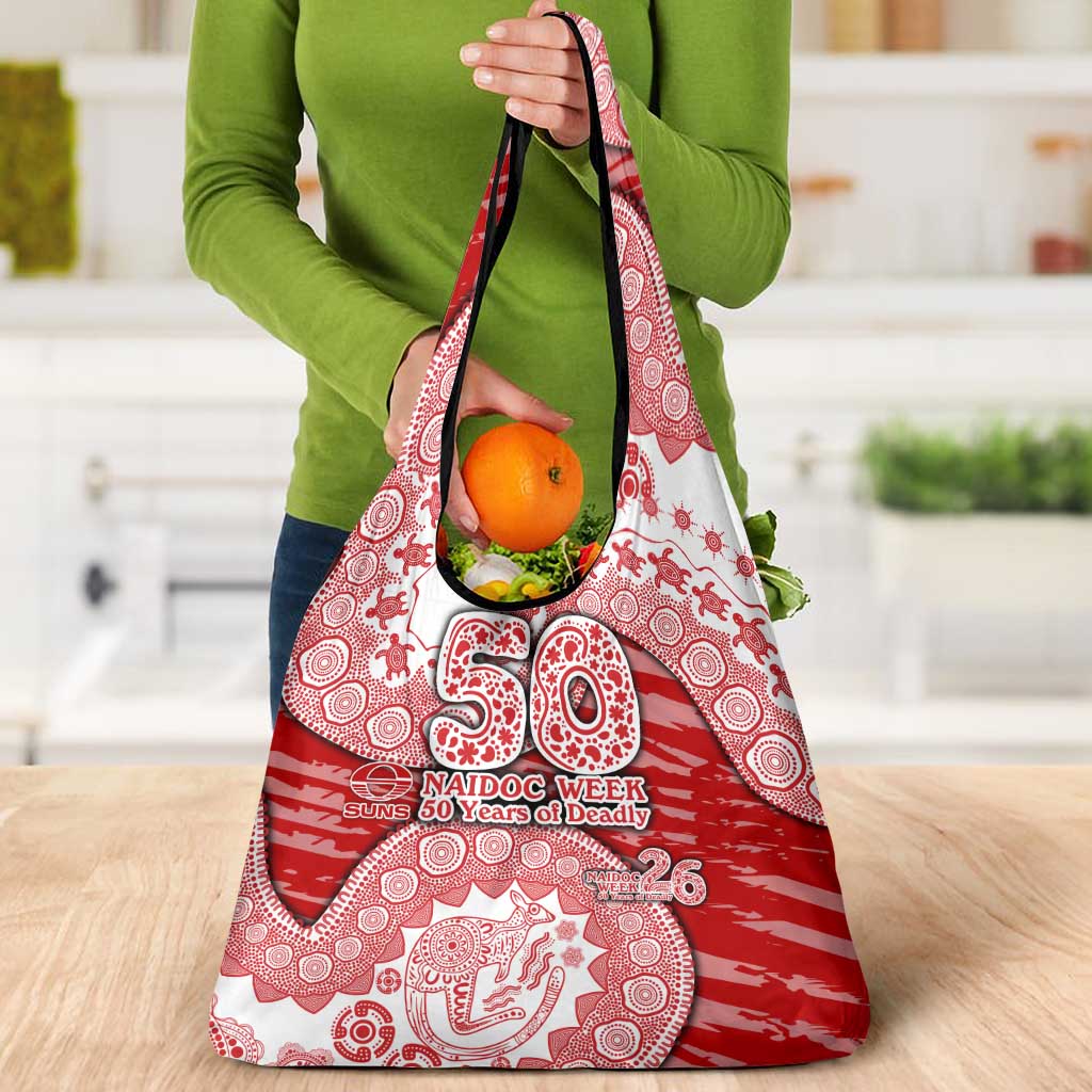 Gold Coast Suns NAIDOC Week 2026 Grocery Bag Australian Aboriginal Dot Art Dreamtime Pattern Style