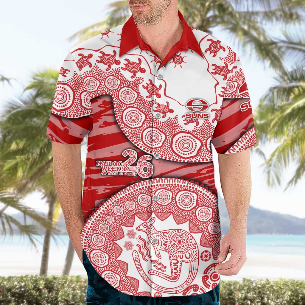 Gold Coast Suns NAIDOC Week 2026 Hawaiian Shirt Australian Aboriginal Dot Art Dreamtime Pattern Style
