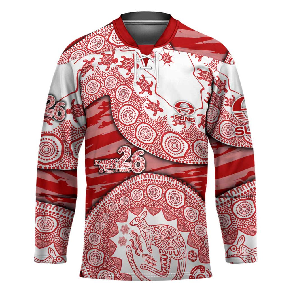 Gold Coast Suns NAIDOC Week 2026 Hockey Jersey Australian Aboriginal Dot Art Dreamtime Pattern Style