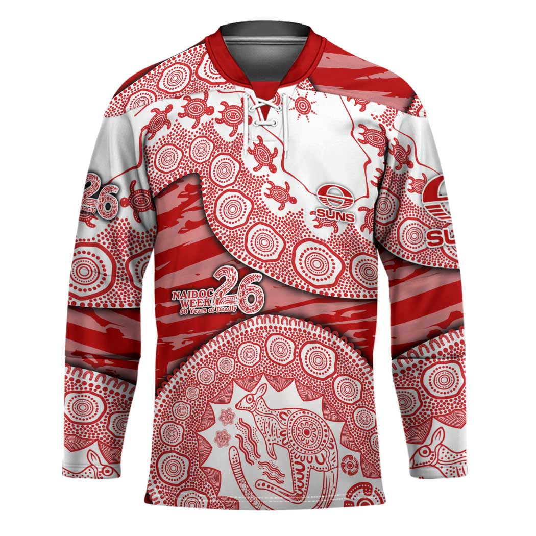 Gold Coast Suns NAIDOC Week 2026 Hockey Jersey Australian Aboriginal Dot Art Dreamtime Pattern Style