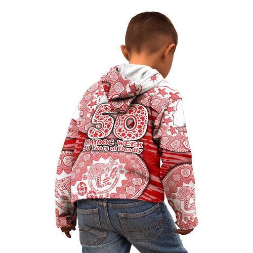 Gold Coast Suns NAIDOC Week 2026 Kid Hoodie Australian Aboriginal Dot Art Dreamtime Pattern Style