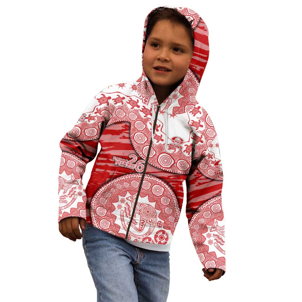 Gold Coast Suns NAIDOC Week 2026 Kid Hoodie Australian Aboriginal Dot Art Dreamtime Pattern Style