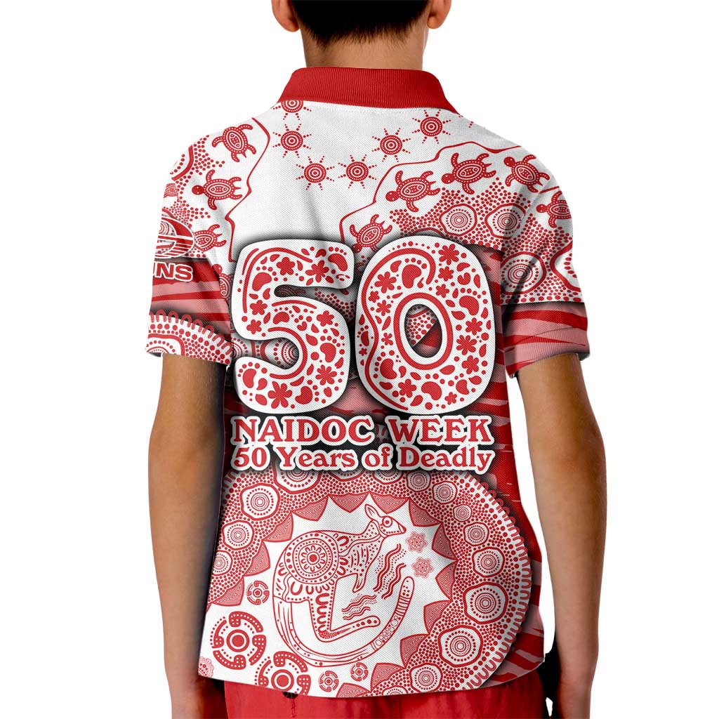 Gold Coast Suns NAIDOC Week 2026 Kid Polo Shirt Australian Aboriginal Dot Art Dreamtime Pattern Style