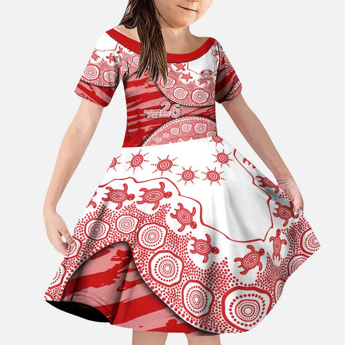 Gold Coast Suns NAIDOC Week 2026 Kid Short Sleeve Dress Australian Aboriginal Dot Art Dreamtime Pattern Style