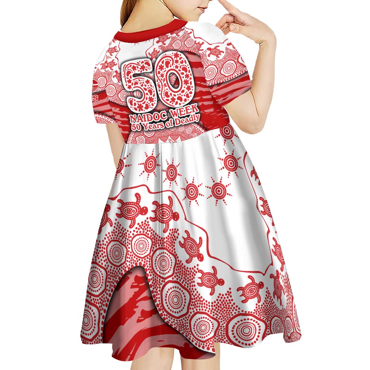 Gold Coast Suns NAIDOC Week 2026 Kid Short Sleeve Dress Australian Aboriginal Dot Art Dreamtime Pattern Style