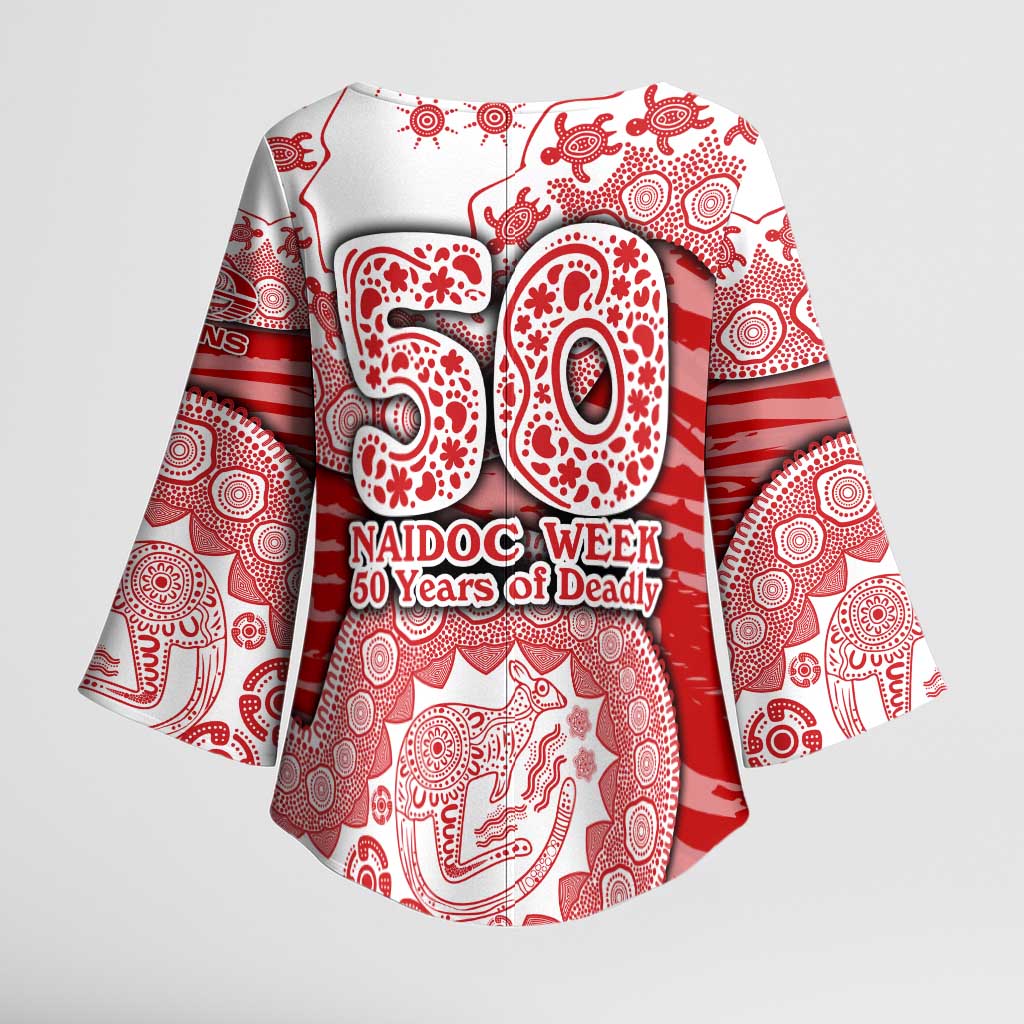 Gold Coast Suns NAIDOC Week 2026 Kimono Sleeve Blouse Australian Aboriginal Dot Art Dreamtime Pattern Style