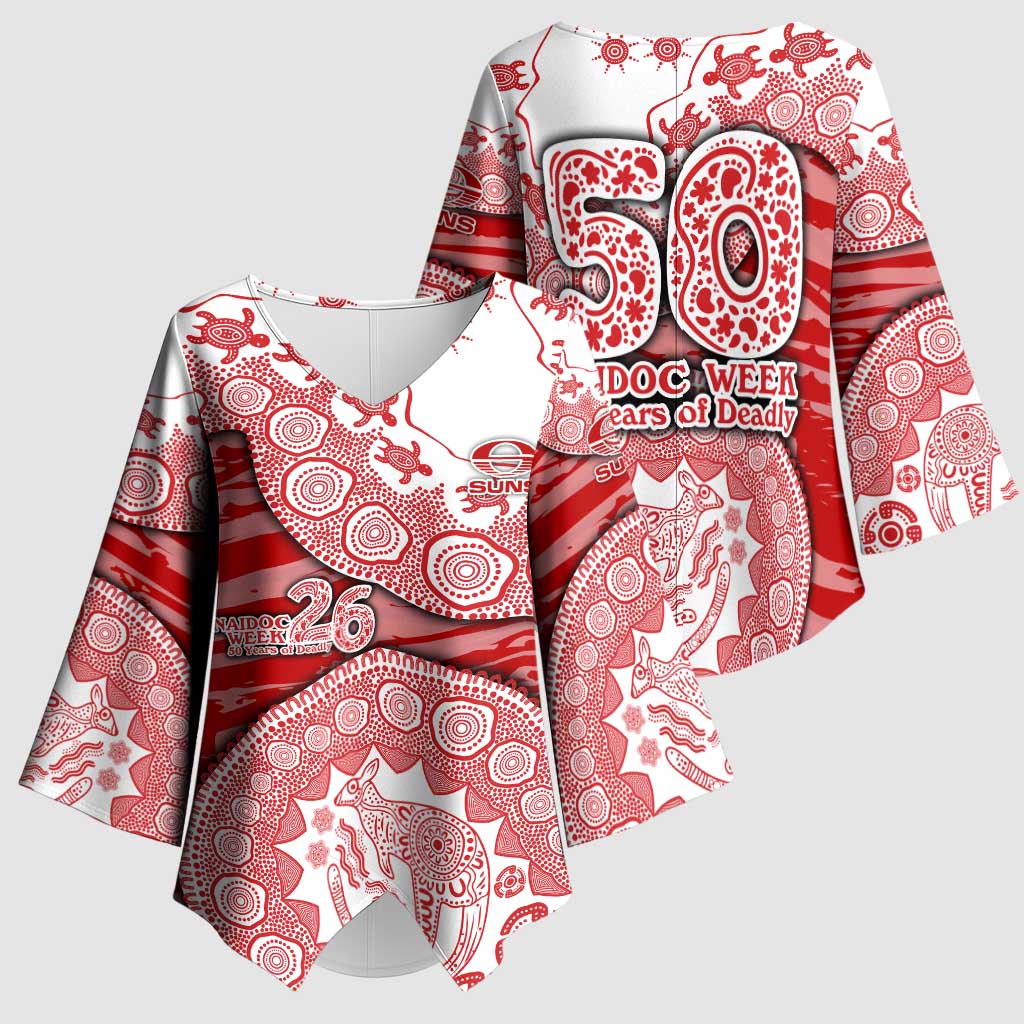 Gold Coast Suns NAIDOC Week 2026 Kimono Sleeve Blouse Australian Aboriginal Dot Art Dreamtime Pattern Style